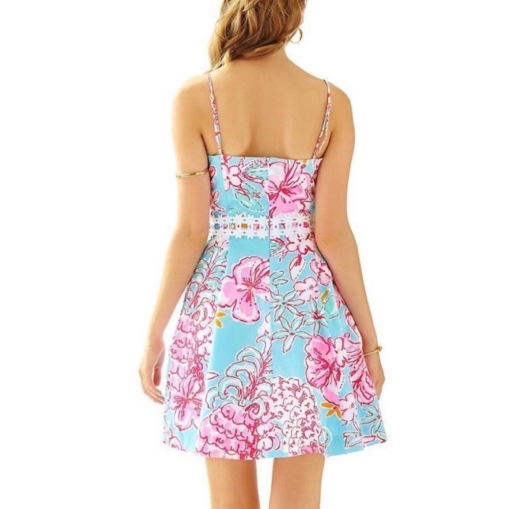 NWT Lilly Pulitzer Lenore mini Dress Blue pink Lolita with sunflow size 0 - Picture 2 of 12